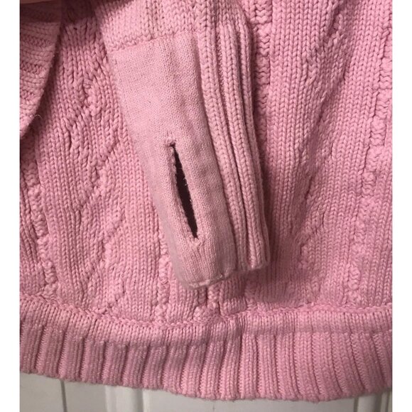 Ivivva by Lululemon Pink Cable Knit Cardigan Sweater Cotton Girls Sz 10 Pockets - Picture 2 of 6
